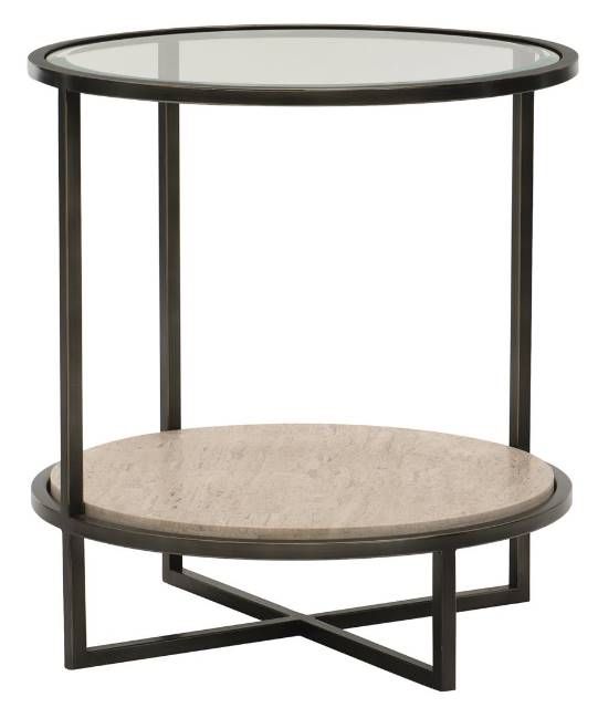 Bernhardt Harlow Beige/Gray Chairside Table 0