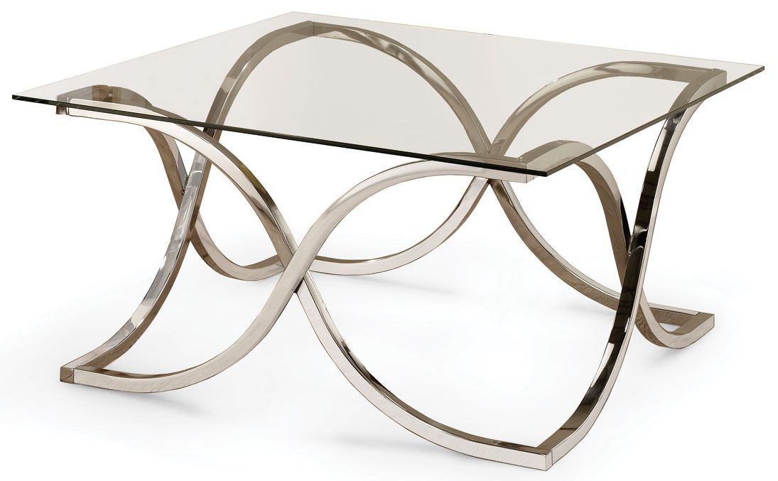 Coaster® Piper Clear/Nickel Curved X-Shaped Coffee Table