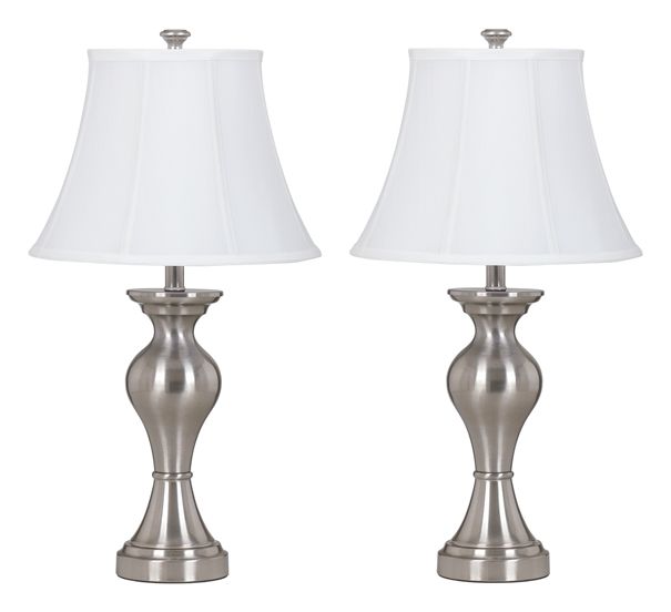 Signature Design by Ashley® Rishona Set of 2 Brushed Silver Table Lamps