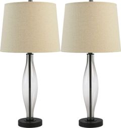 Signature Design by Ashley® Travisburg Set of 2 Clear/Black Table Lamps