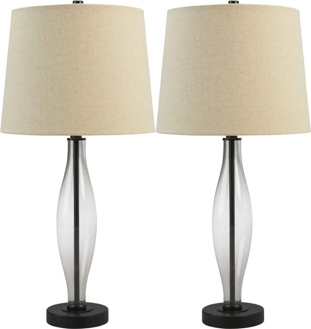 Signature Design by Ashley® Travisburg 2-Piece Clear/Black Table Lamps-0