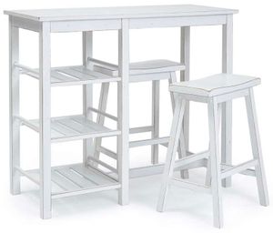 Progressive® Furniture Breakfast Club 3-Piece Distressed Chalk White Dining Table and Stools Set