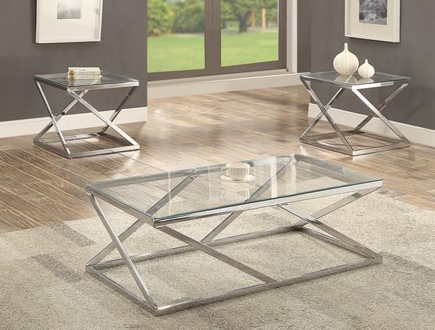 Crown Mark Chase 3 Piece Kit Silver Cocktail Table Base