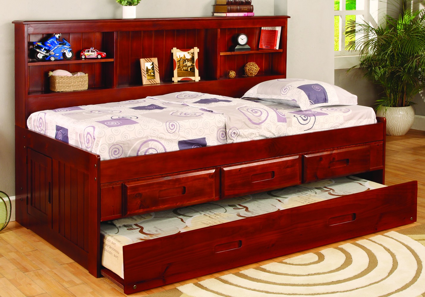 Donco Trading Company Youth Merlot Twin Bookcase Daybed