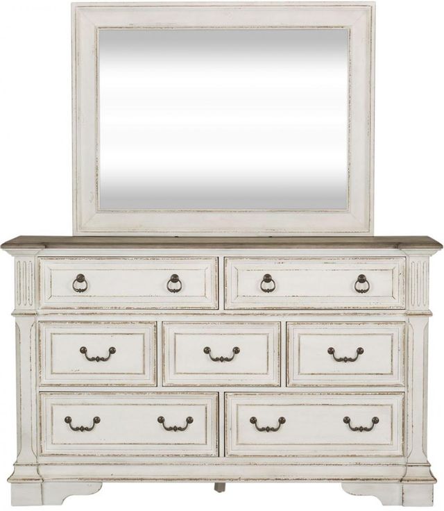 Liberty Abbey Park Antique White Dresser and Mirror-1