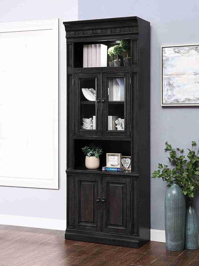 Parker House® Washington Heights Washed Charcoal 32" Glass Door Cabinet 2