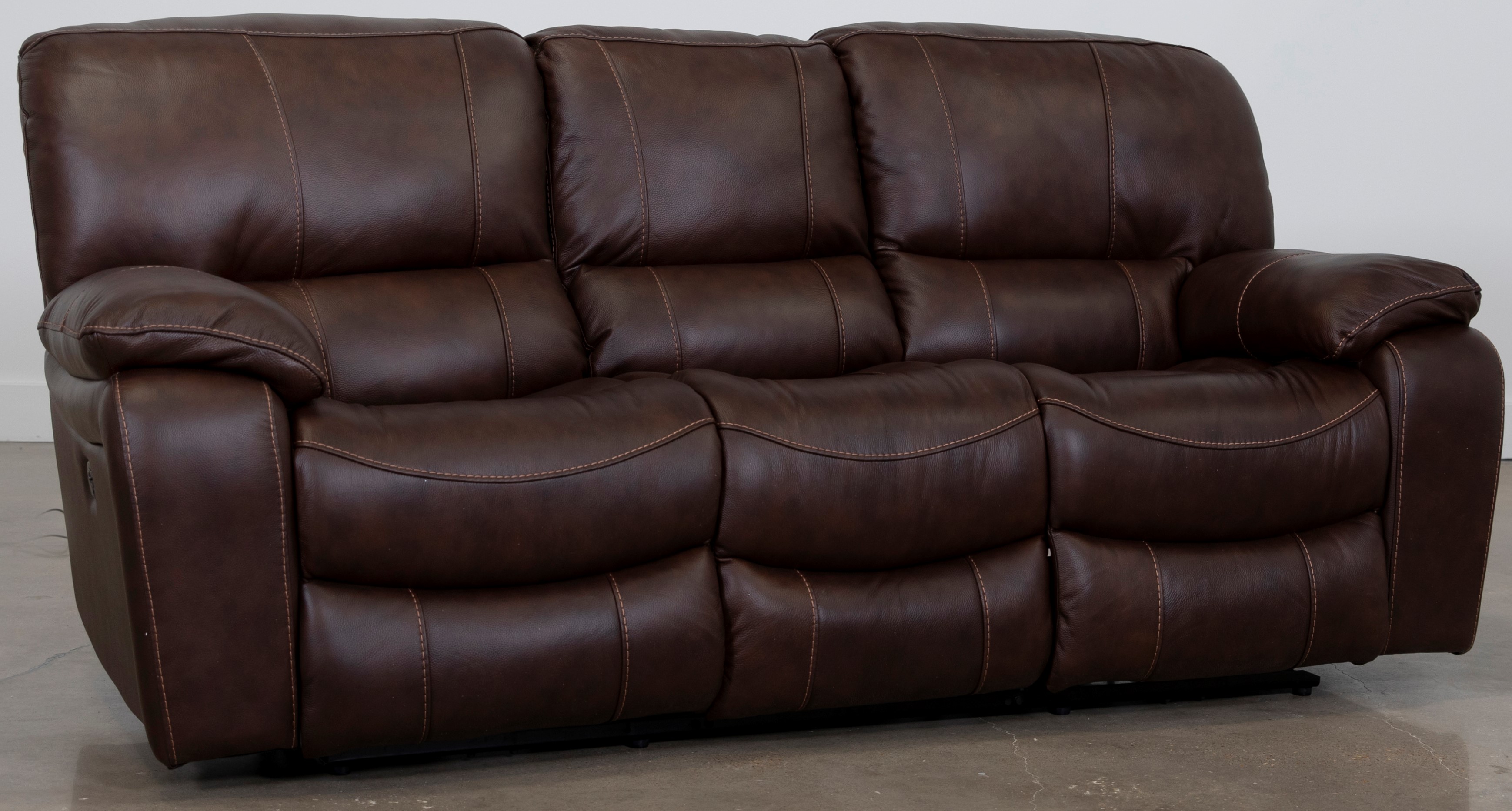 Man Wah Brown Leather Power Reclining Sofa