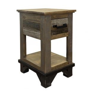 International Furniture Direct Loft Brown Chairside Table with Drawer