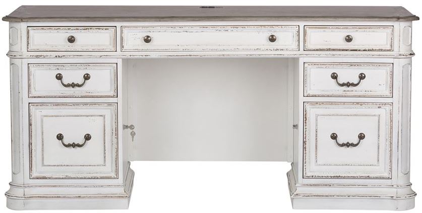 magnolia manor antique white jr executive desk