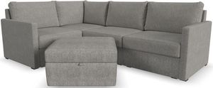 Flex by Flexsteel® 4-Piece Gray 4 Seat Sectional with Storage Ottoman