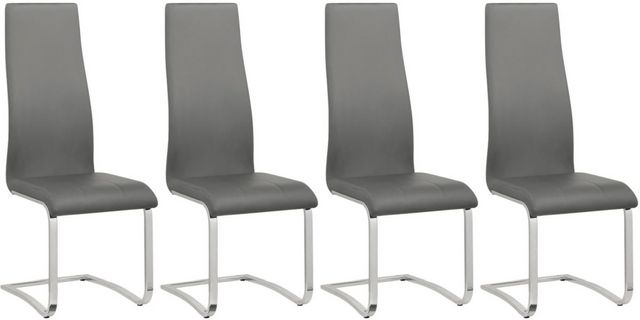 Coaster® Anges Set of 4 Grey And Chrome Upholstered High Back Side Chairs