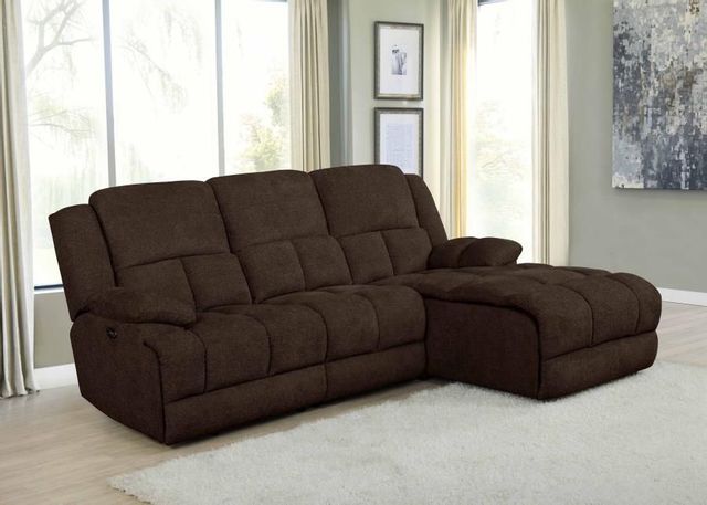 Coaster® 3-Piece Brown Power Reclining Sectional with Chaise