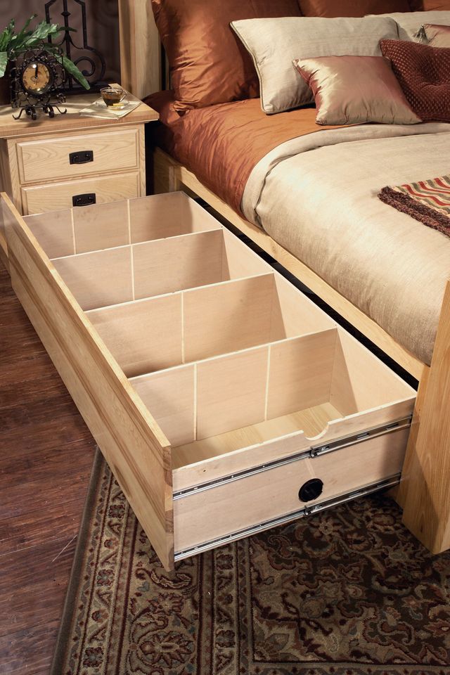 A-America® Amish Highlands Natural Queen Arch Panel Storage Bed 1