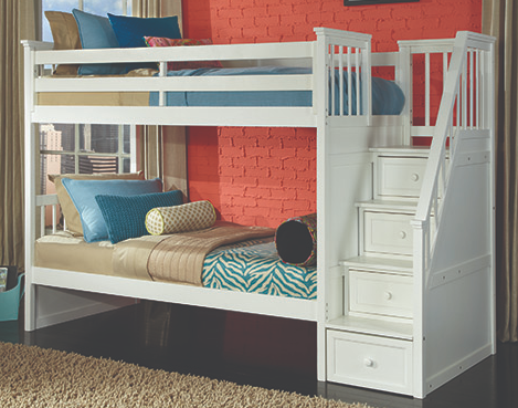 Hillsdale Furniture Schoolhouse White Twin/Twin Stair Bunk Bed-0