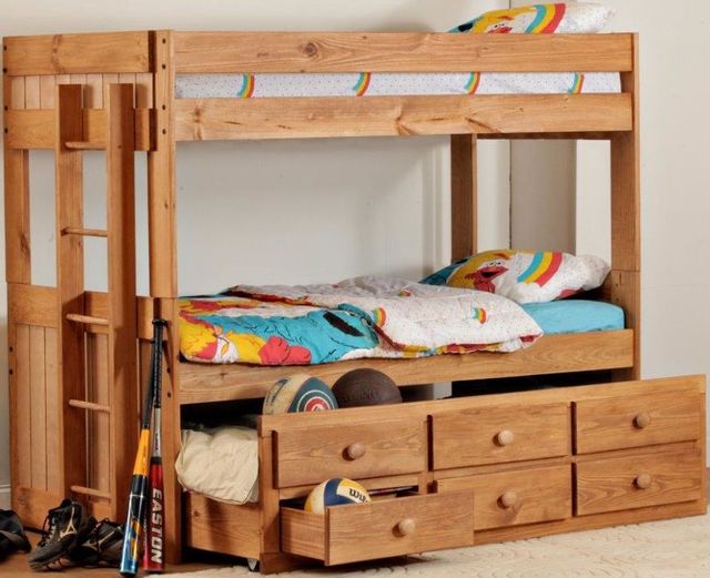 Simply Bunk Beds Saddlebrook Twintwin Panel Tall Trundle Bunk Bed With 3 Drawers Midwest 5893