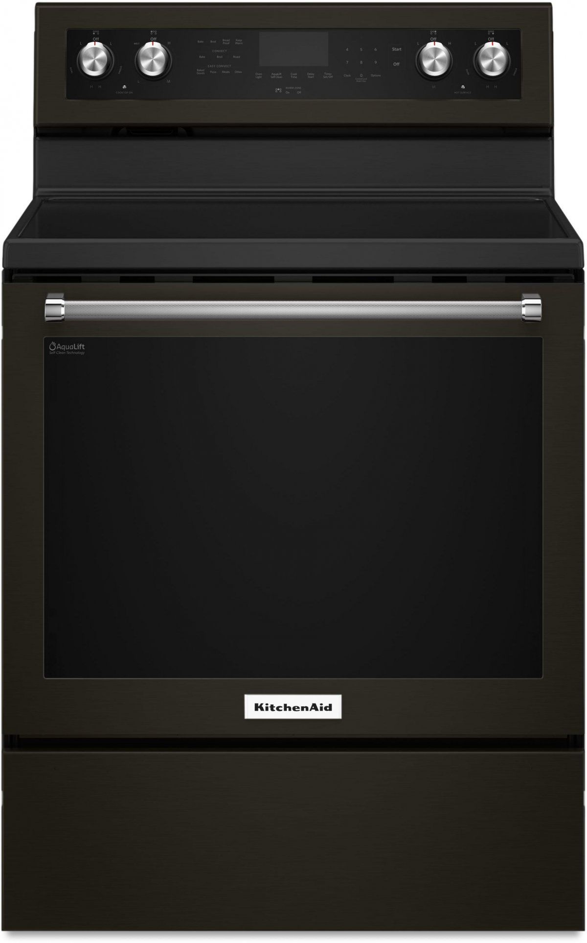 KitchenAid® 30" Black Stainless Steel with PrintShield™ Finish Free Standing Electric Convection Range
