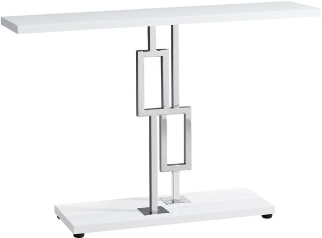 Monarch Specialties Inc. Glossy White Cement 48" Accent Console Table with Chrome Metal Frame