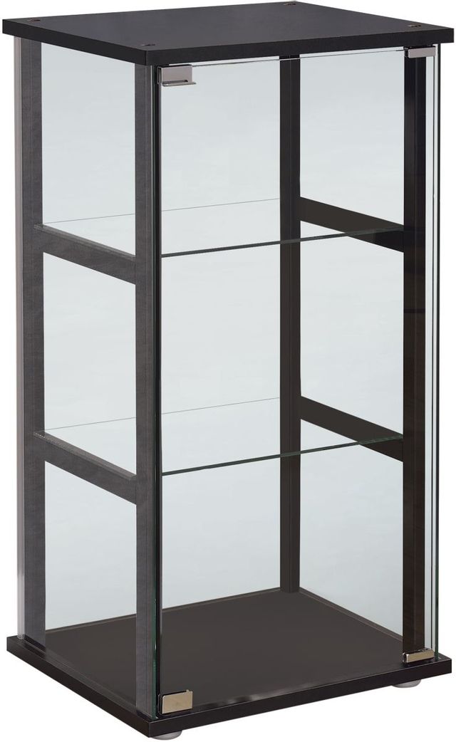Coaster® Cyclamen Black/Clear 3-Shelf Glass Curio Cabinet