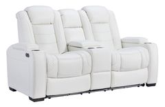 Signature Design by Ashley® Party Time White Power Reclining Loveseat