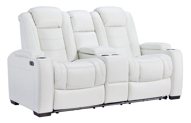 Signature Design by Ashley® Party Time White Power Reclining Loveseat 0