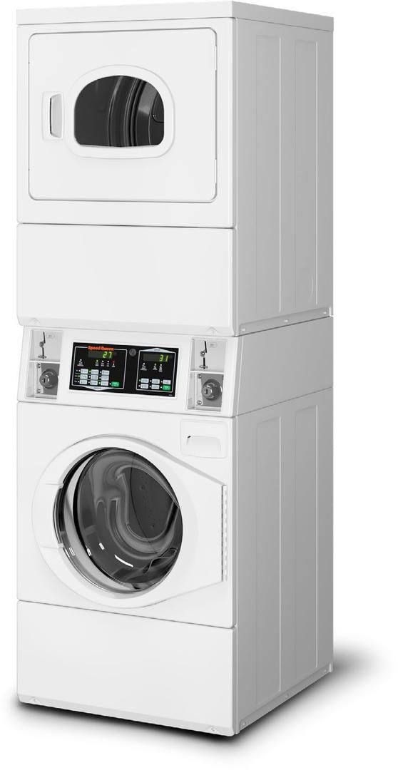 Speed Queen® Commercial 26.88" White Electric Stack Washer/Dryer 1