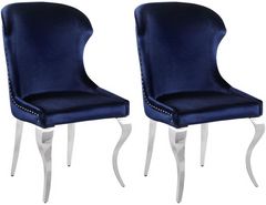 Coaster® Cheyanne 2-Piece Ink Blue/Polished Chrome Upholstered Dining Side Chair Set
