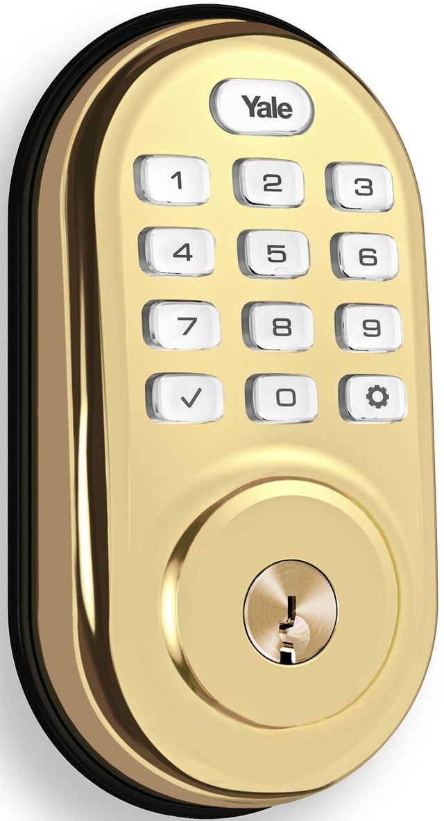 Crestron® Yale® Assure Lock™ Pushbutton Keypad Wireless Deadbolt-Polished Brass