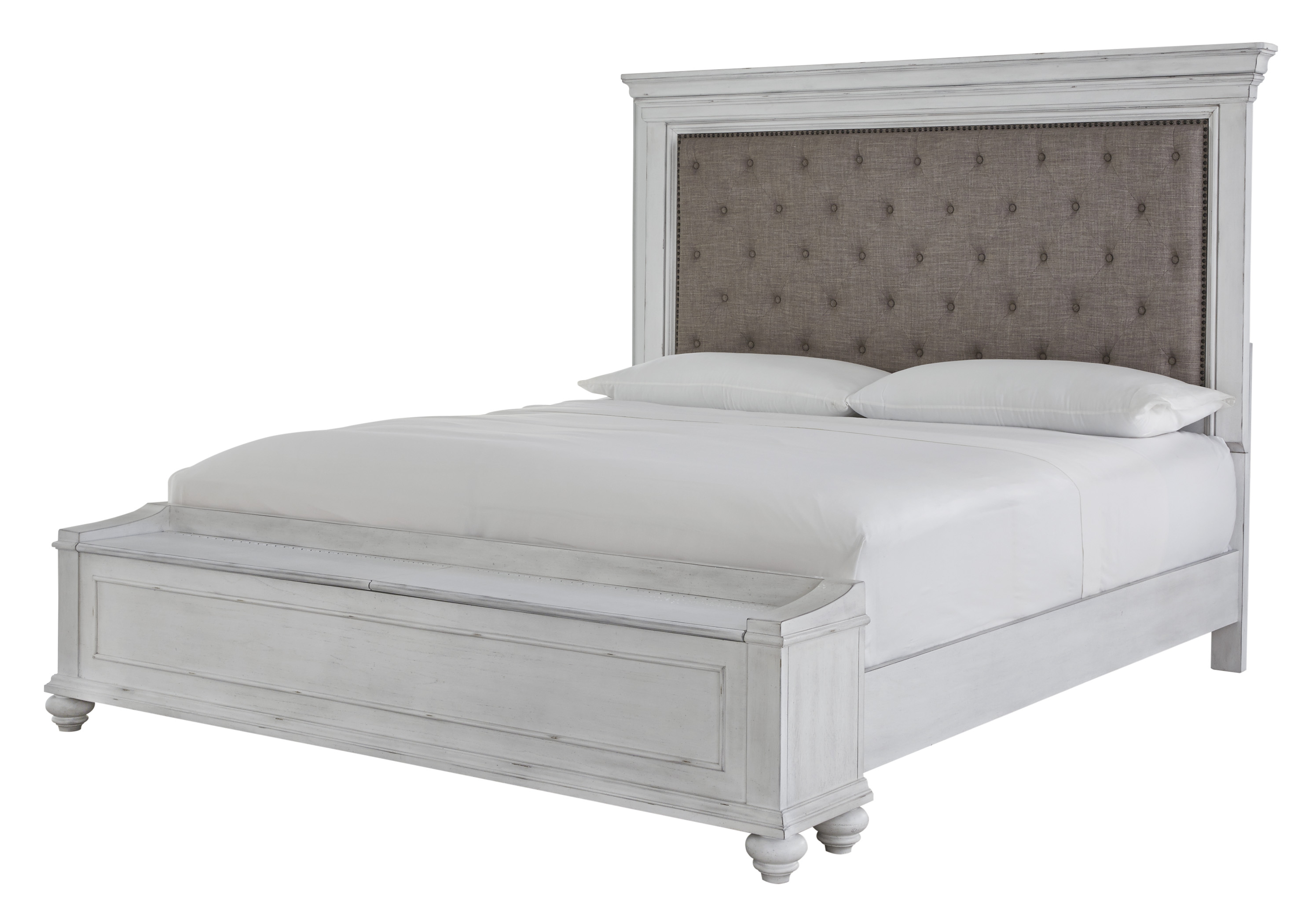 Benchcraft® Kanwyn Whitewash Upholstered Storage King Bed P28407374 B777 158 56s 97 Big Sandy 