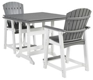 Signature Design by Ashley® Transville 3-Piece Gray/White Outdoor Dining Set