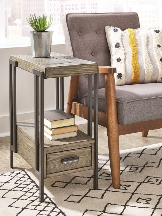 Null Furniture 3021 Gunmetal/Weathered Pine Chairside End Table