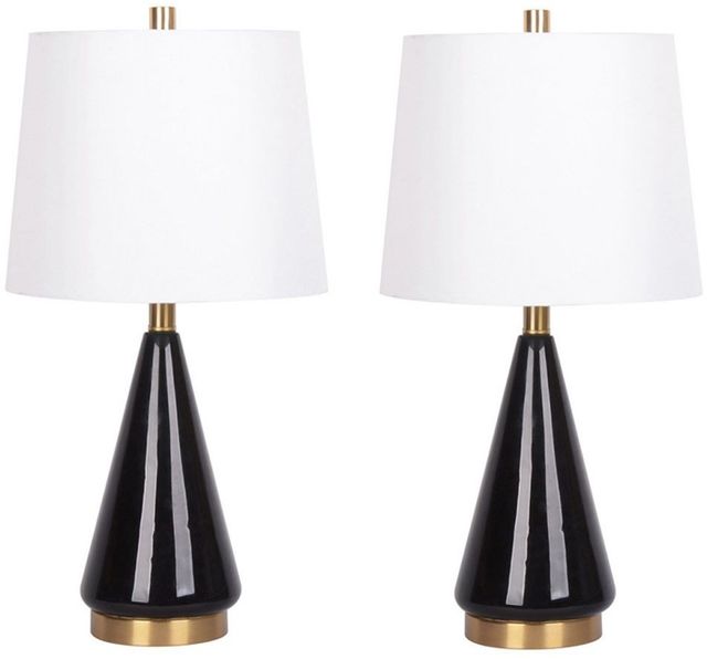 Signature Design by Ashley® Ackson Set of 2 Black/Brass Table Lamp