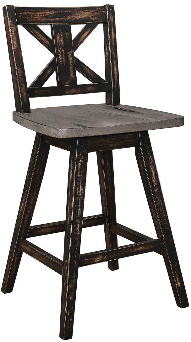 Homelegance® Amsonia Black/Gray Swivel Counter Height Chair 0