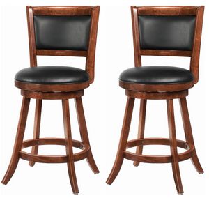 Coaster® Broxton Set of 2 Chestnut And Black Upholstered Swivel Counter Height Stools
