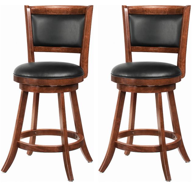 Coaster® Broxton Set of 2 Chestnut And Black Upholstered Swivel Counter Height Stools