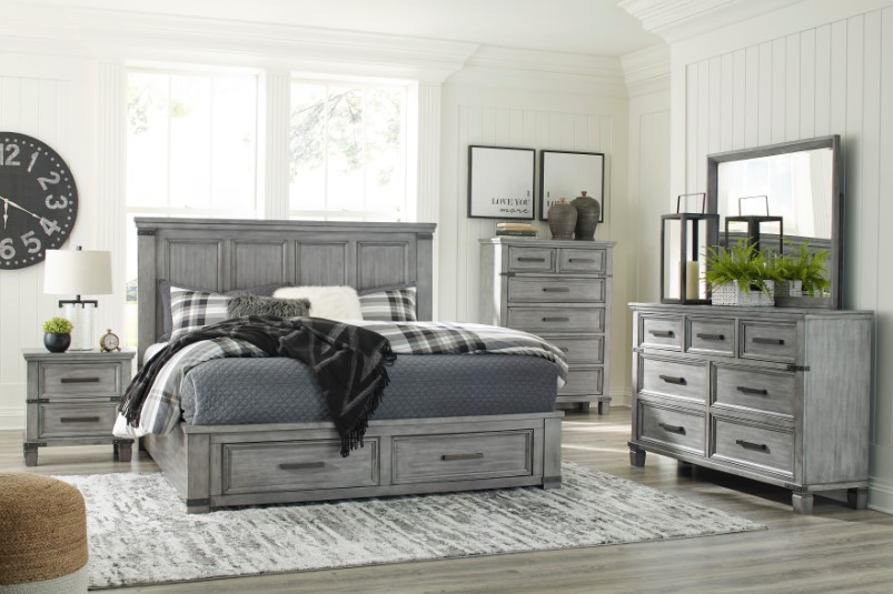 Signature Design by Ashley® Russelyn 4-Piece Gray King Storage Bed 