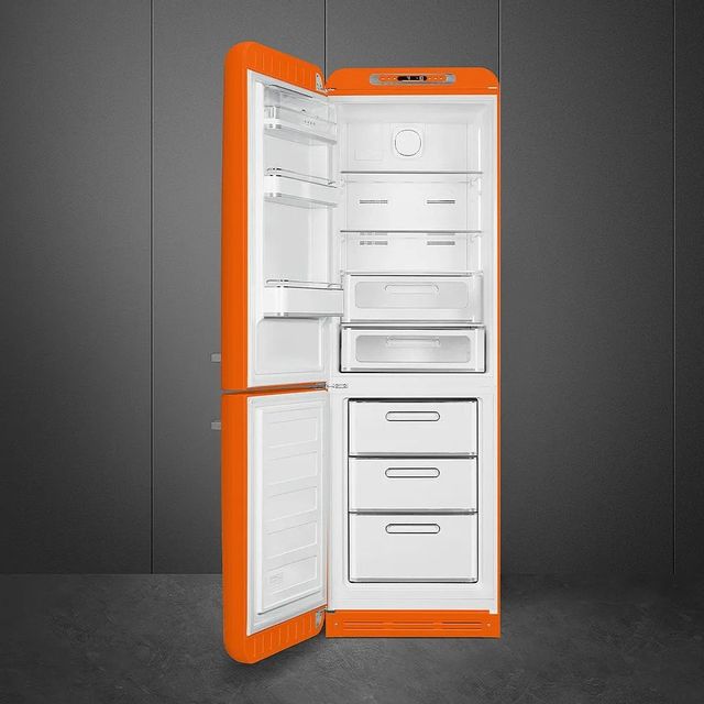 Smeg 50's Retro Style Aesthetic 11.7 Cu. Ft. Orange Bottom Freezer Refrigerator 1