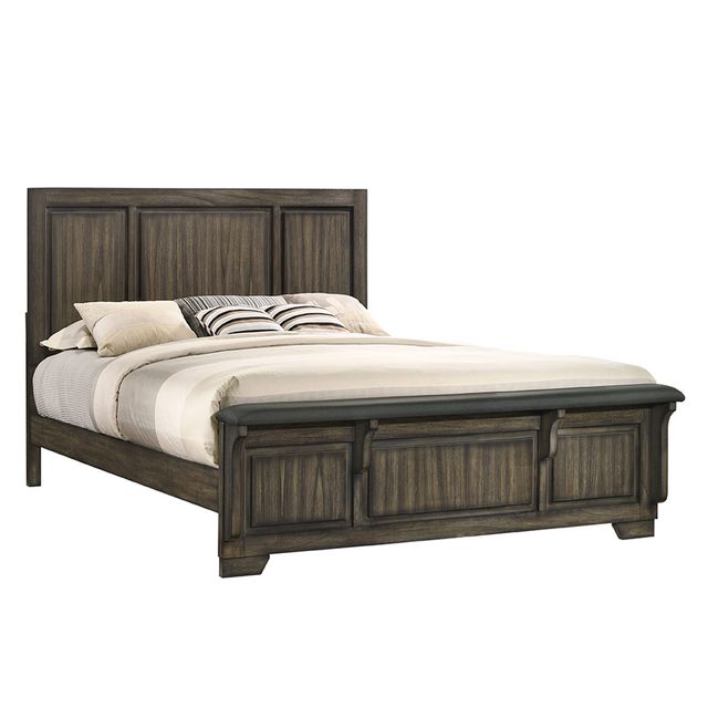 New Classic Home Furnishings Ashland Rustic Brown King Panel Bed, Dresser/Mirror, & Nightstand-1