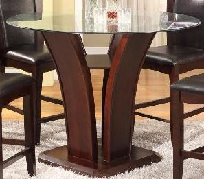 Crown Mark Camelia 5 Piece Dark Brown Upholstery Counter Height Table and Chair Set-1