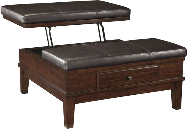 Signature Design by Ashley® Gately Medium Brown Upholstered Ottoman Lift Top Coffee Table-1