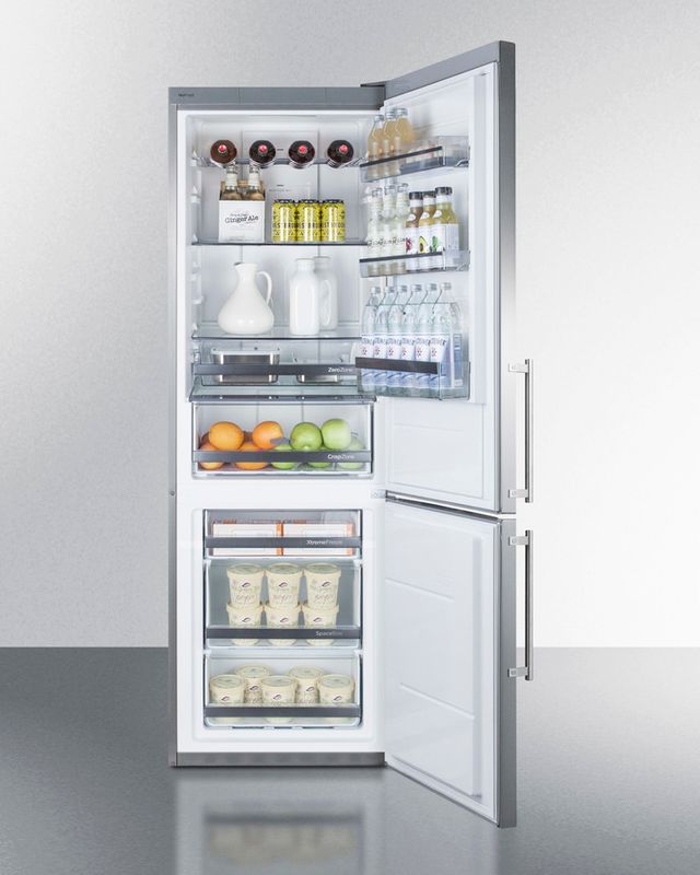 Summit® 10.8 Cu. Ft. Stainless Steel Built In Counter Depth Bottom Freezer Refrigerator 4