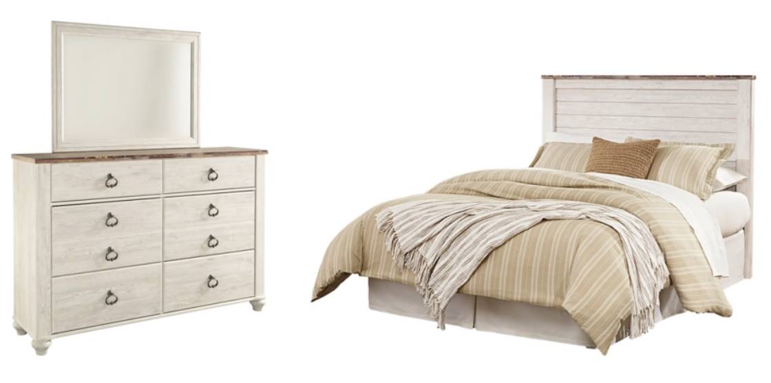 Willowton whitewash deals panel bedroom set