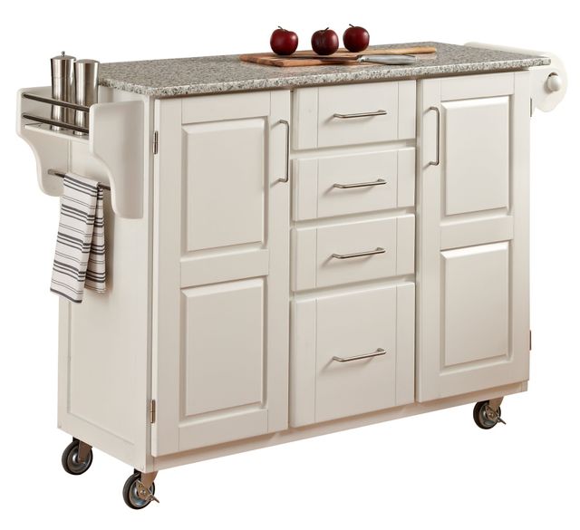homestyles® Create-a-Cart Salt-and-Pepper Granite/White Kitchen Cart-0