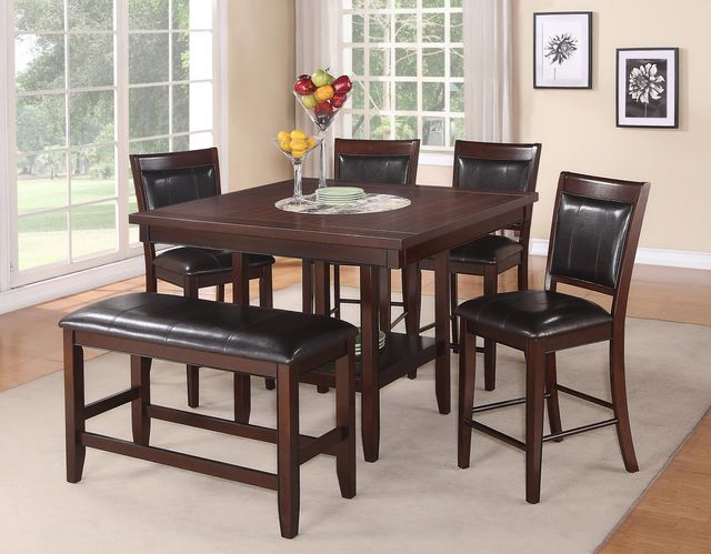 Crown Mark Fulton Rich Dark Brown Counter Height Dining Table with Lazy Susan-1
