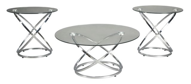 Signature Design by Ashley® Hollynyx 3 Piece Chrome Occasional Table Set 1