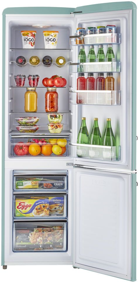 Unique® Appliances Classic Retro 9.0 Cu. Ft. Ocean Mist Turquoise Counter Depth Freestanding Bottom Freezer Refrigerator 5