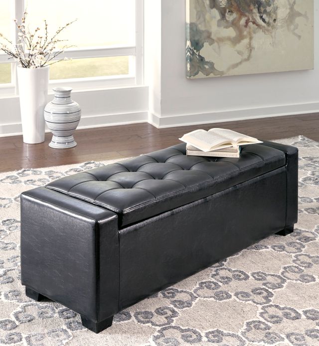 Signature Design by Ashley® Benches Black Upholstered Storage Bench-3