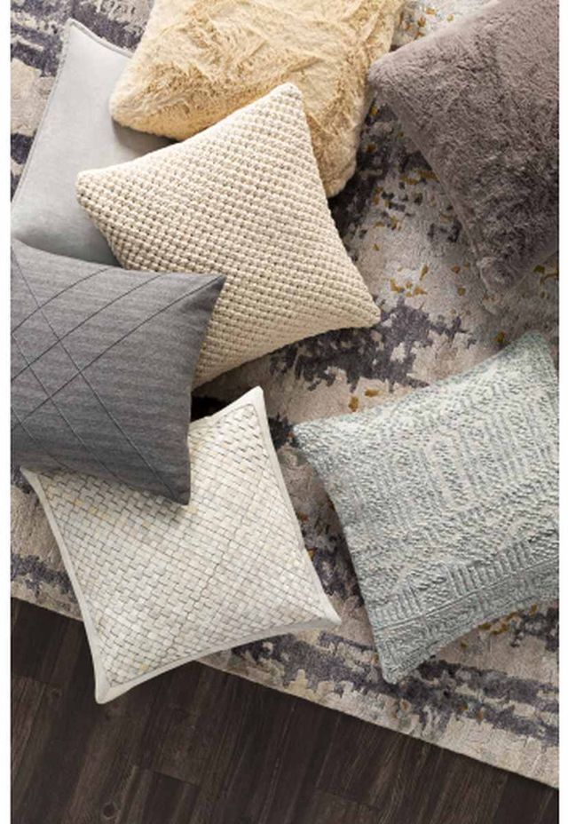 Surya Cotton Velvet Medium Gray 18"x18" Pillow Shell with Down Insert-2