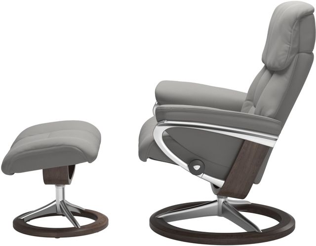 Stressless® by Ekornes® Ruby Silver Grey Large All Leather Recliner with Footstool-1