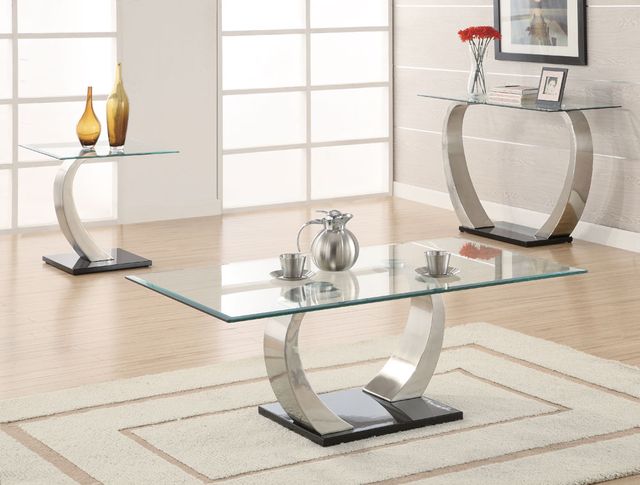 Coaster® Willemse Clear And Satin Glass Top Coffee Table  2