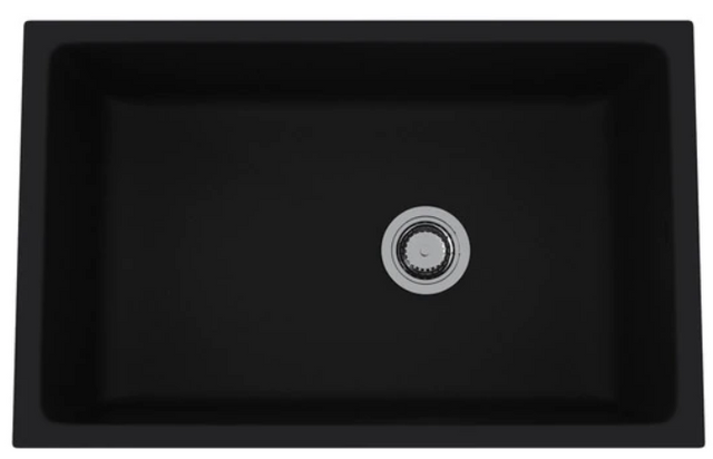 Rohl® Allia Series Matte Black Fireclay Single Bowl Undermount Kitchen Sink-0